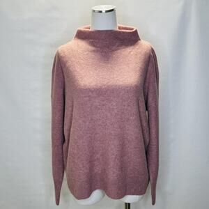 Vince Sweater Womens Large Pink 100% Cashmere Mock Neck Pullover Soft Cozy Knit